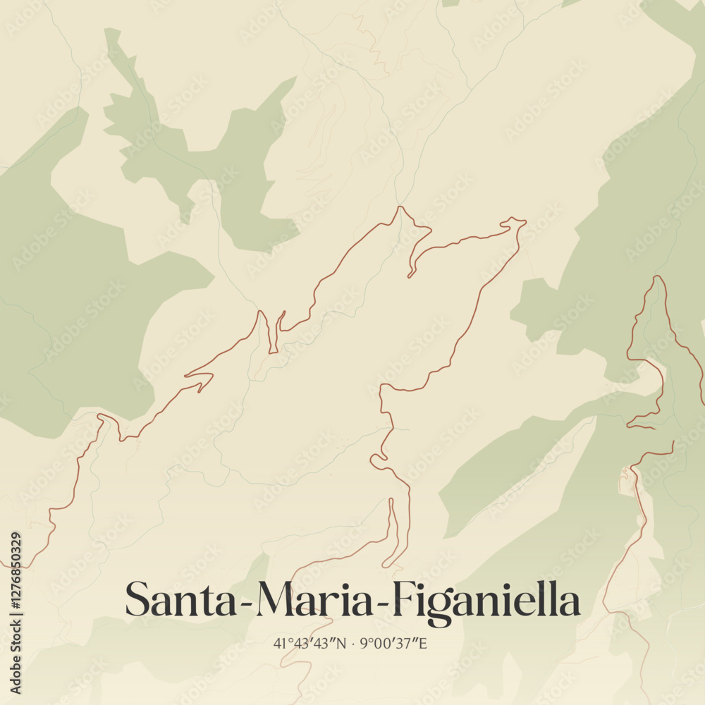 Fototapeta premium Vintage map of Santa-Maria-Figaniella, France.