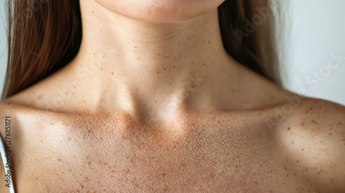 Wallpaper Mural Close-up of a woman's neck and collarbone highlighting skin texture and natural beauty in soft lighting Torontodigital.ca