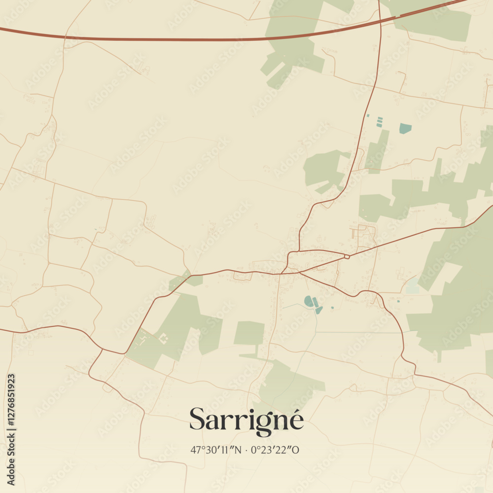Obraz premium Vintage map of Sarrigné, France.