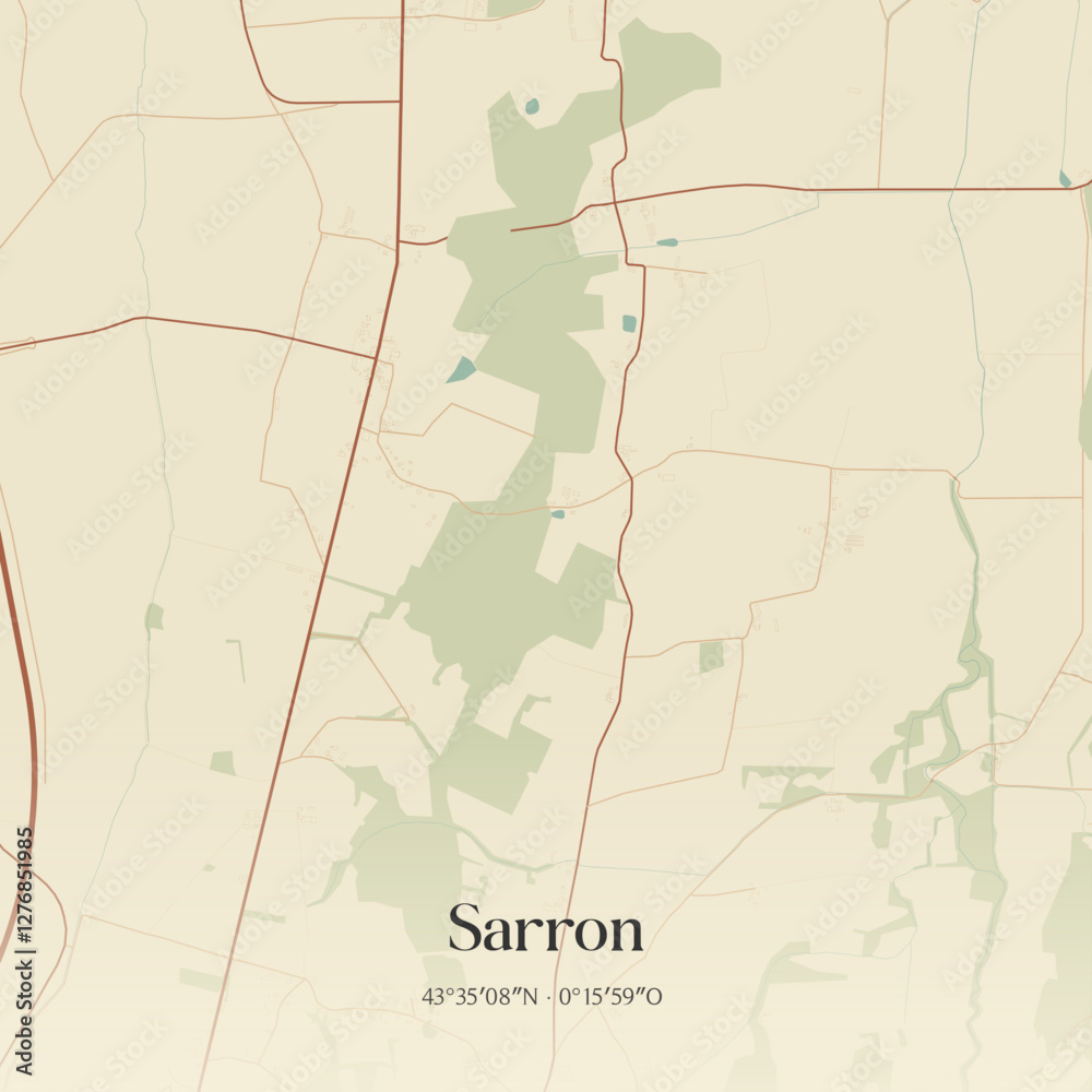 Obraz premium Vintage map of Sarron, France.
