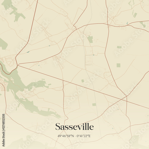 Vintage map of Sasseville, France.