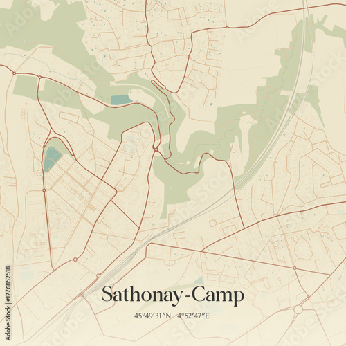 Vintage map of Sathonay-Camp, France.