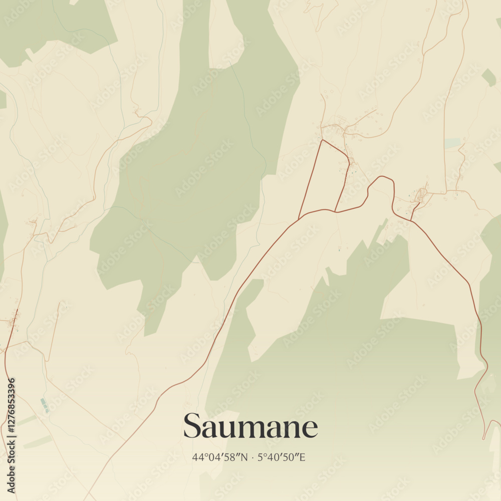 Obraz premium Vintage map of Saumane, France.