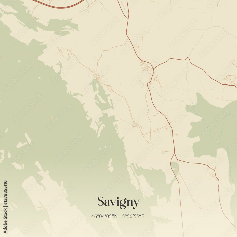 Obraz premium Vintage map of Savigny, France.