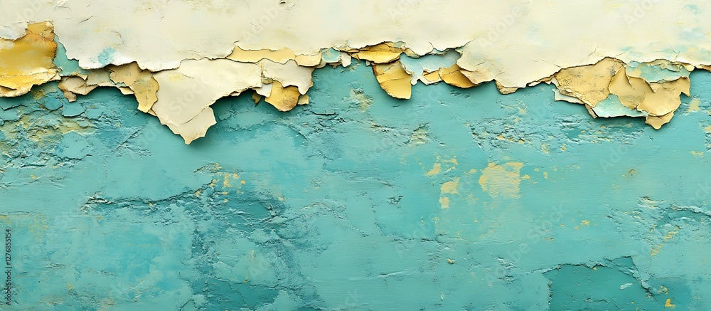 Obraz premium Peeling paint on teal wall