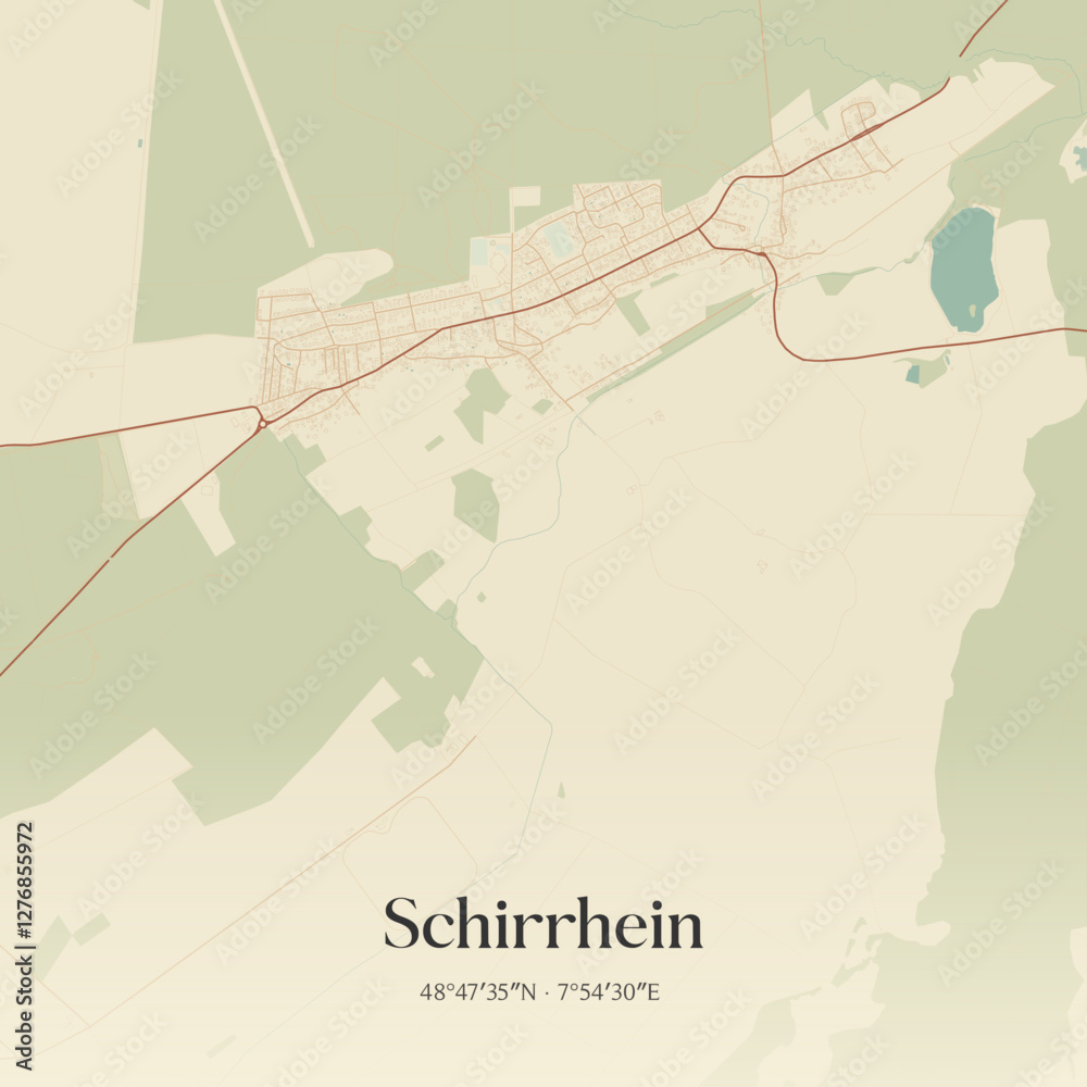 Obraz premium Vintage map of Schirrhein, France.