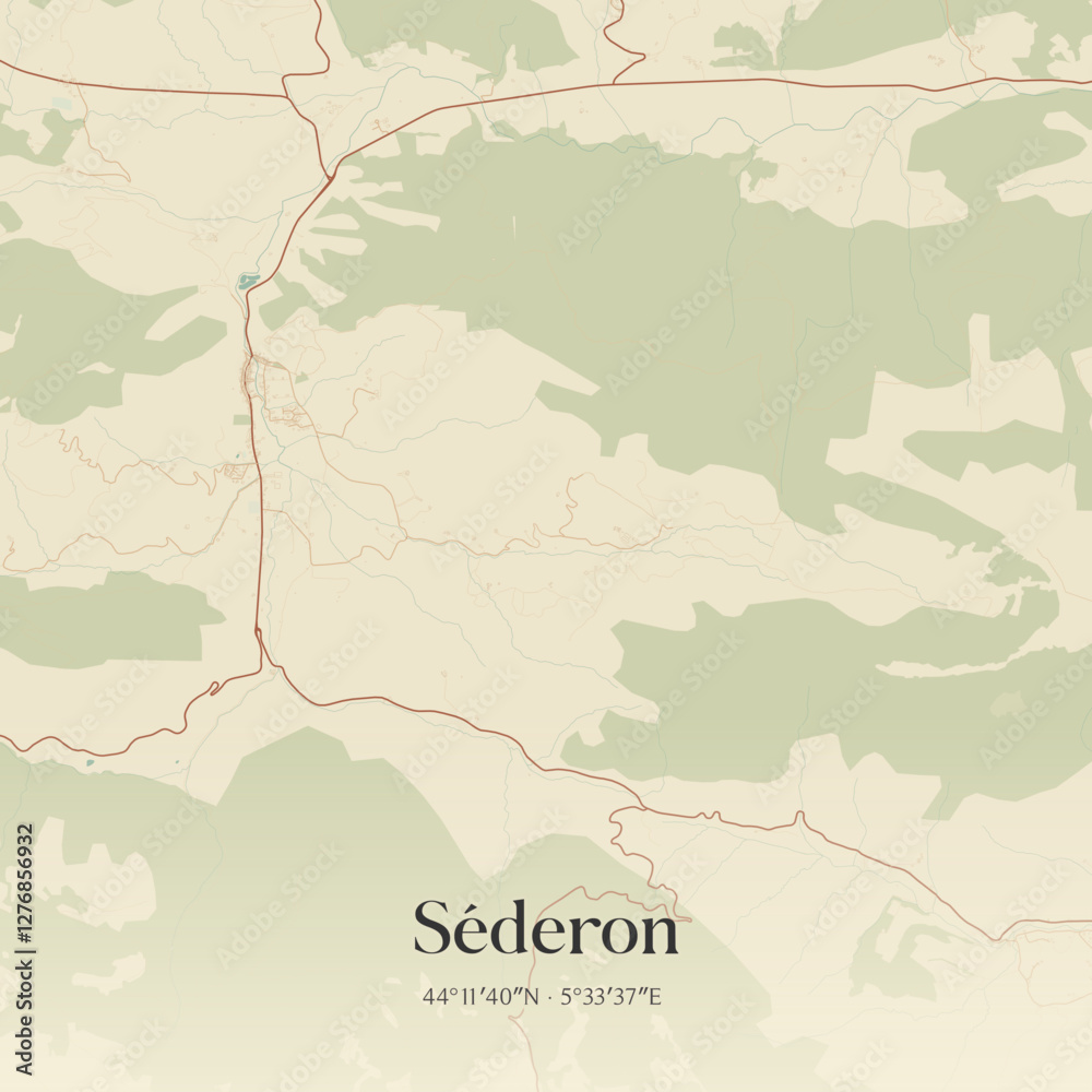 Obraz premium Vintage map of Séderon, France.