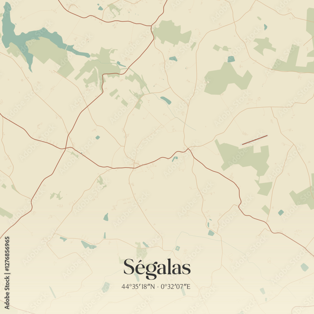 Fototapeta premium Vintage map of Ségalas, France.