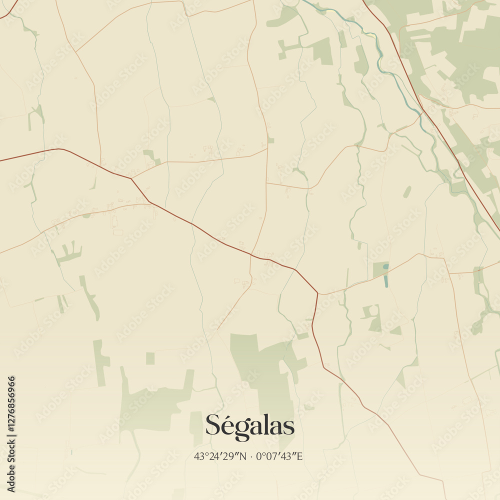 Obraz premium Vintage map of Ségalas, France.