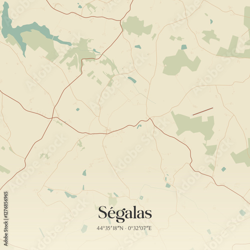 Vintage map of Ségalas, France.