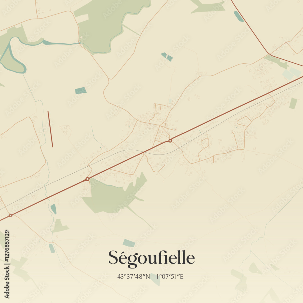 Obraz premium Vintage map of Ségoufielle, France.