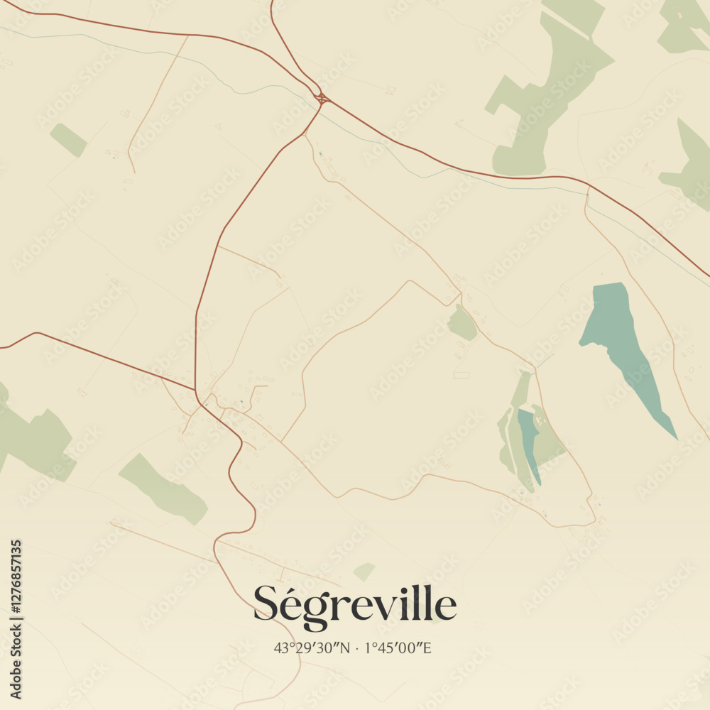 Fototapeta premium Vintage map of Ségreville, France.