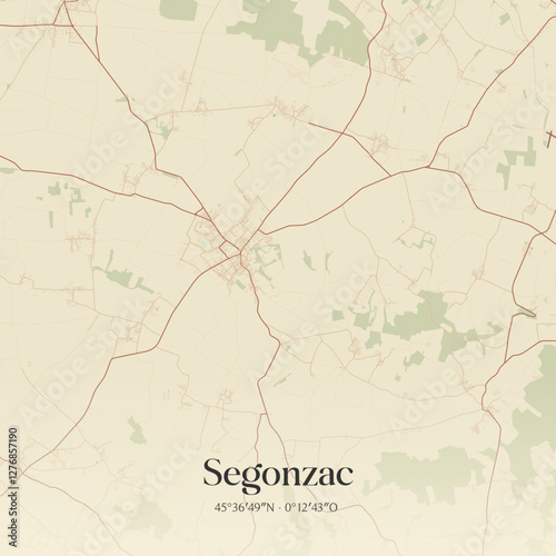 Vintage map of Segonzac, France.