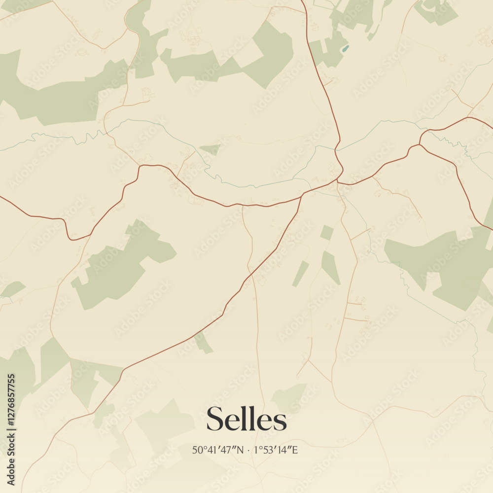Obraz premium Vintage map of Selles, France.