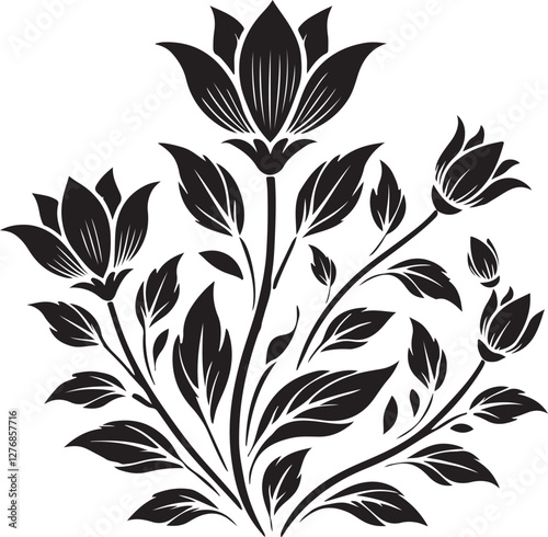 black and white floral design