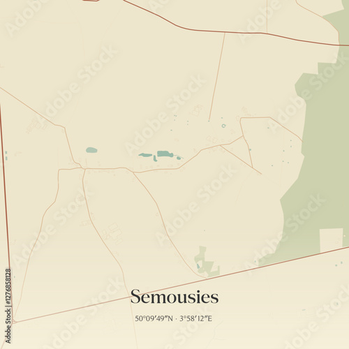 Vintage map of Semousies, France.