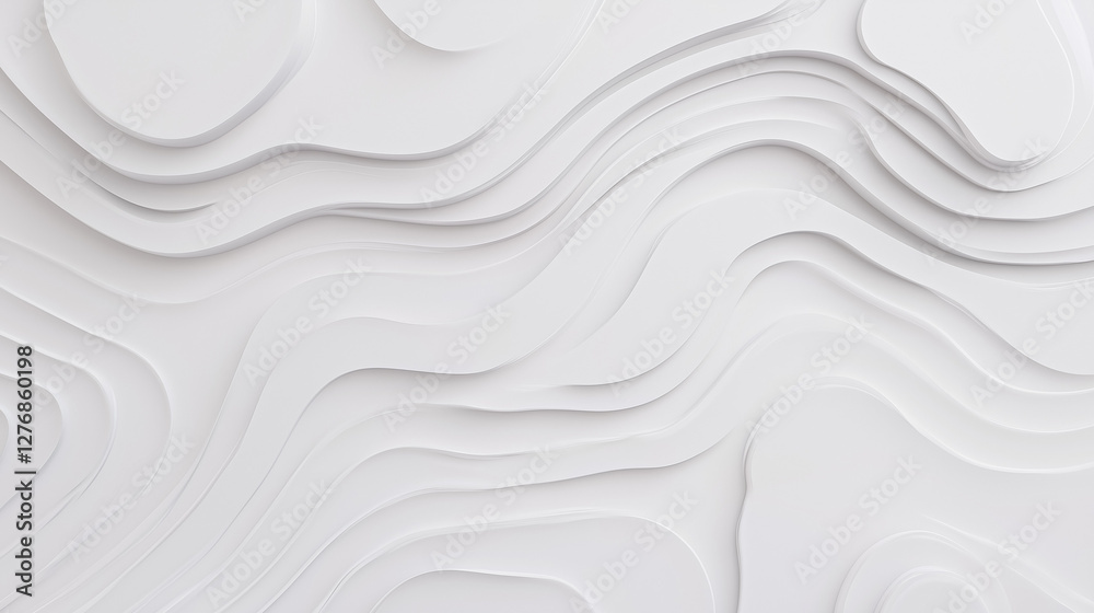 Obraz premium White 3D topographic pattern with soft curves