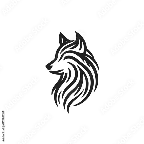 Wolf silhouette in a modern tribal style