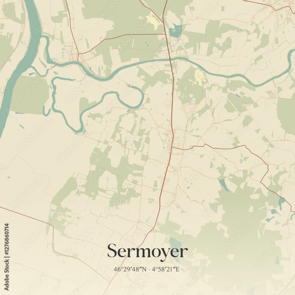 Obraz premium Vintage map of Sermoyer, France.