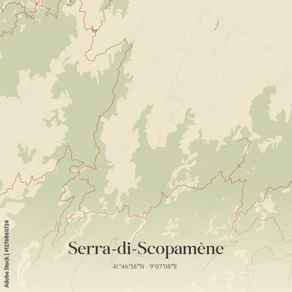 Obraz premium Vintage map of Serra-di-Scopamène, France.