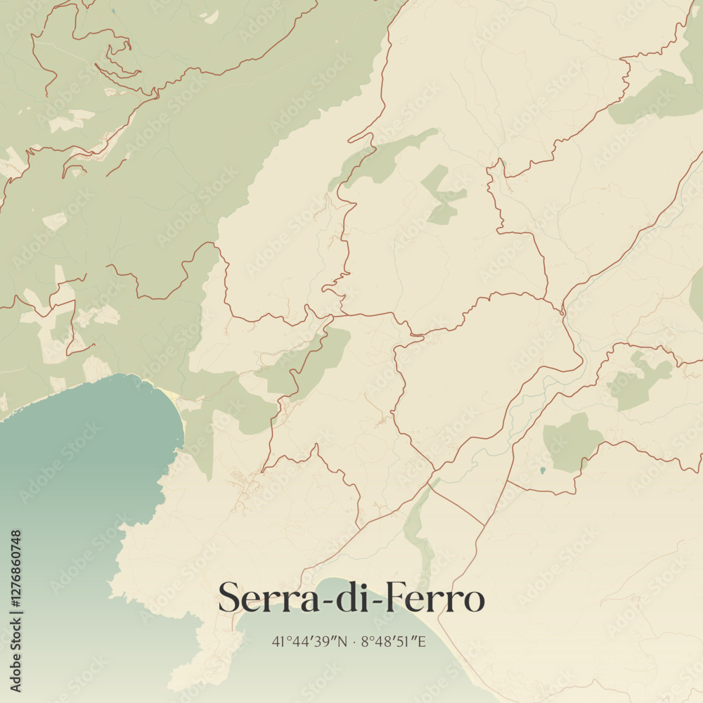 Obraz premium Vintage map of Serra-di-Ferro, France.