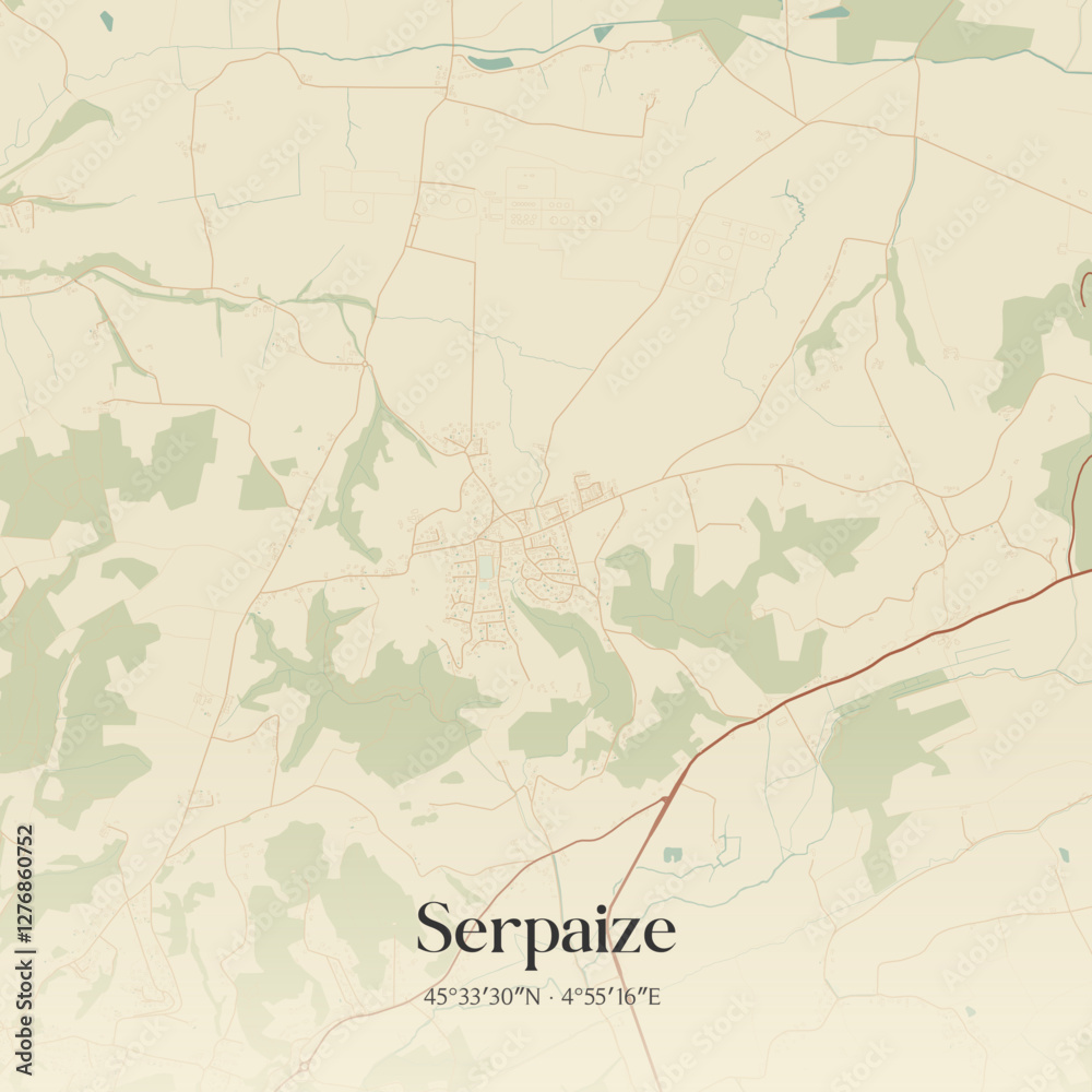 Obraz premium Vintage map of Serpaize, France.