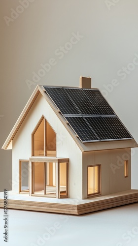 Model House With Solar Panels Showcasing Sustainable Architecture and Modern ...