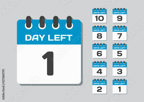 Countdown daily page calendar icon - 1 day left