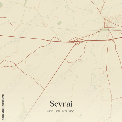 Vintage map of Sevrai, France.