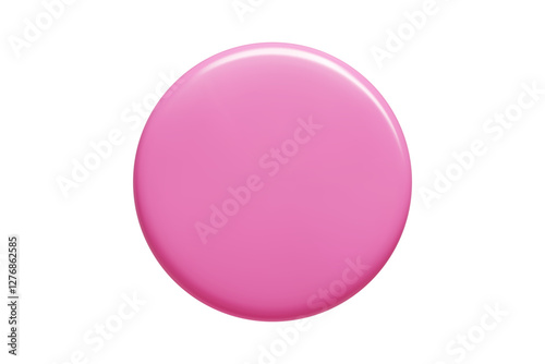Pink rounded 3d banner in vector style with smooth gradient and glossy highlights. Circular text background element displaying polished surface effect for modern digital designs.