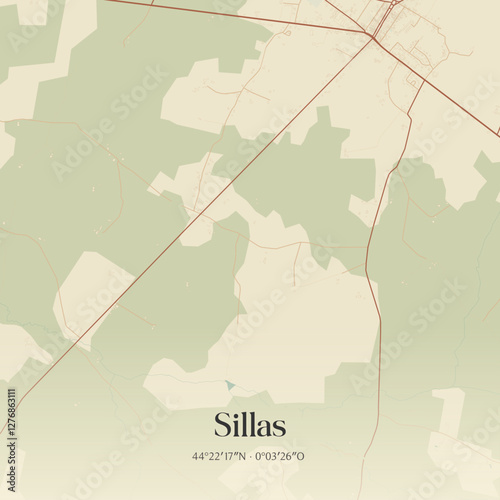 Vintage map of Sillas, France.