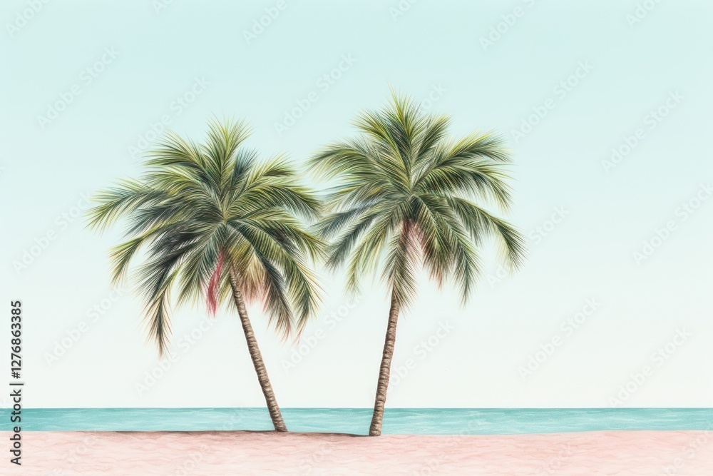 Obraz premium Palm trees on the beach outdoors nature plant.