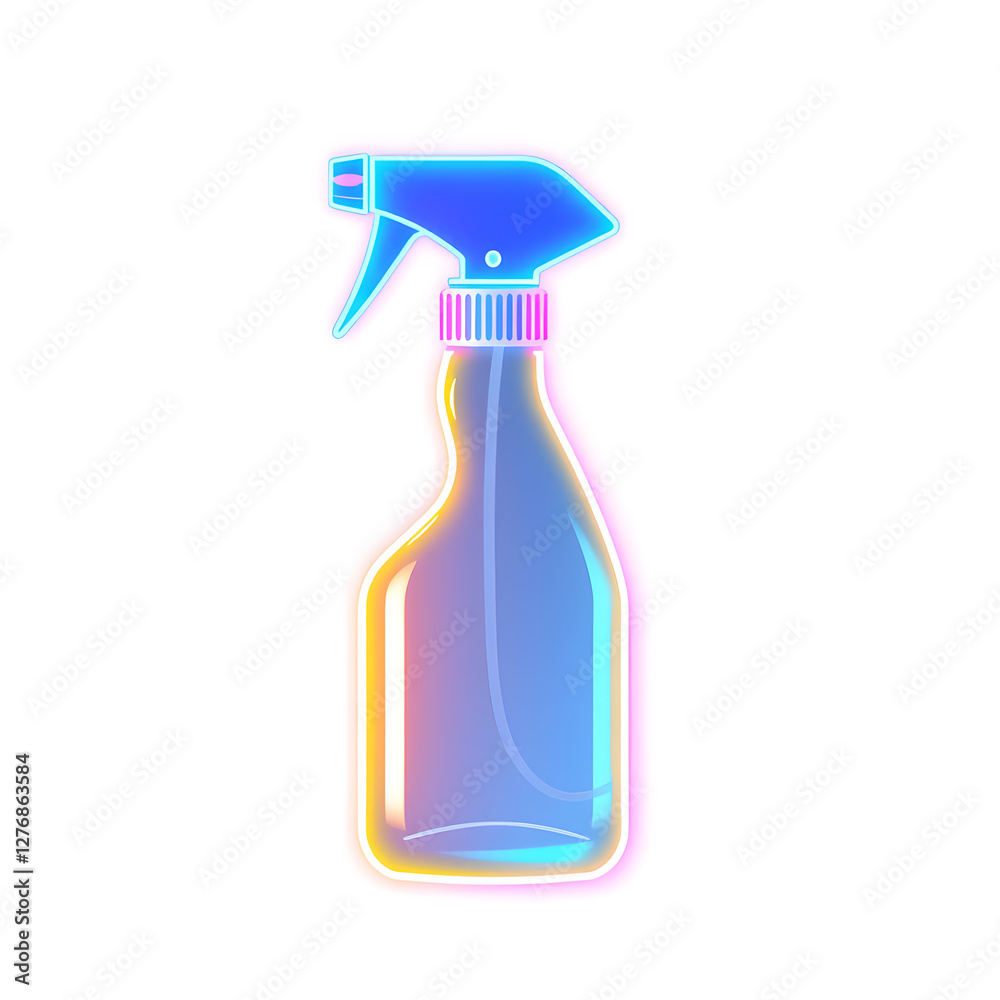 Spray bottle holographic 3D icon. neon symbol vector illustration isolated on white background. Generative AI Spray bottle holographic 3D icon. neon symbol vector illustration isolated on white background. Generative AI