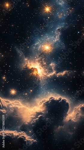 Colors of a Distant Galaxy Illuminated by Swirling Cosmic Clouds and Shining ...