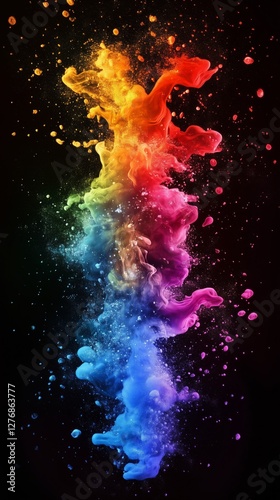 Colorful Cosmic Cloud Formation in Space With Vibrant Hues and Starry Background