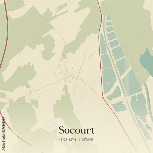 Vintage map of Socourt, France.