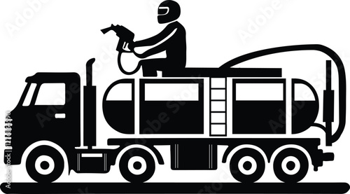 automobile, lorry, machine, pictogram, plumbing, pump, recycling, semi, service, signs, silhouette, transport, transportation, truck, vehicle, industrial, pipe, side, simple, tank, work, big, business