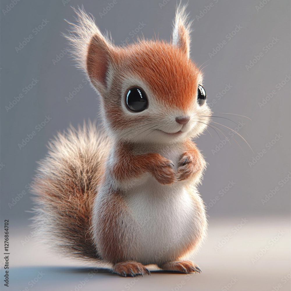 Obraz premium Cute 3D Red Squirrel