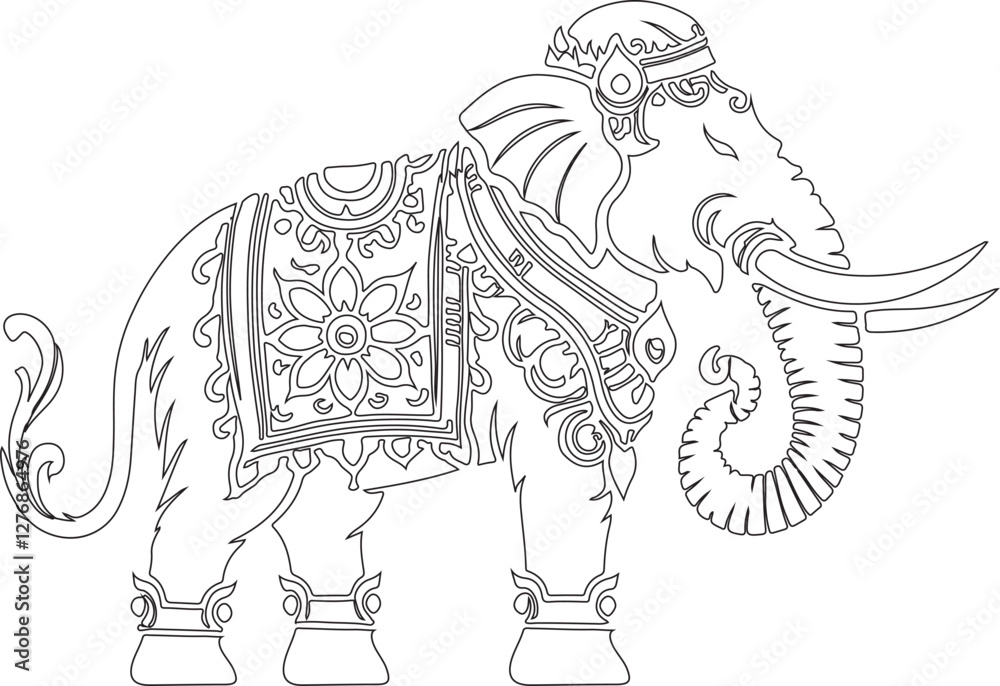 Fototapeta premium an elephant with a decorative pattern on its back