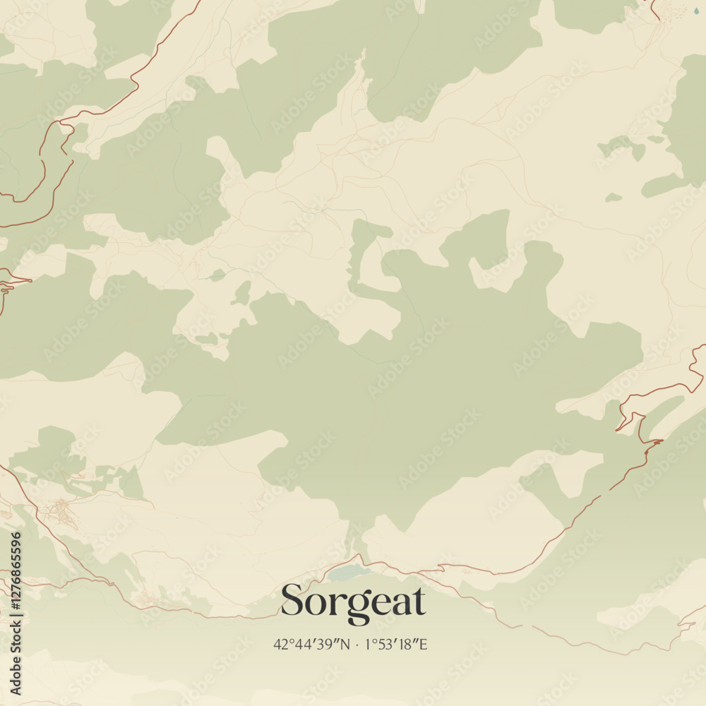 Obraz premium Vintage map of Sorgeat, France.