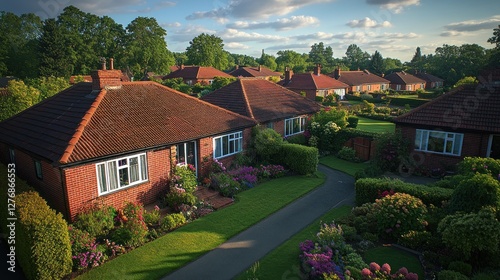 Wallpaper Mural Suburban Homes, Gardens, Pathway, Sunny Day Torontodigital.ca