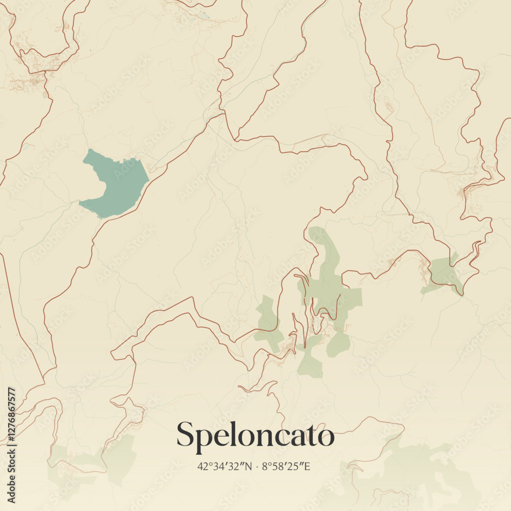 Naklejka premium Vintage map of Speloncato, France.