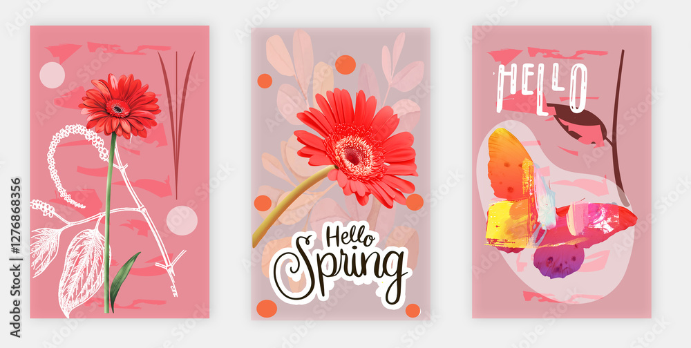set di primavera con fiori set di primavera con fiori