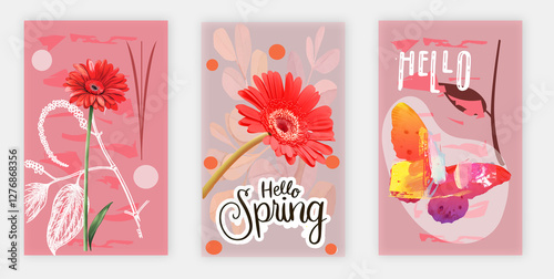 set di primavera con fiori
