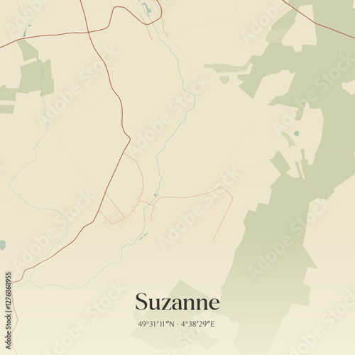 Φωτογραφία Vintage map of Suzanne, France.