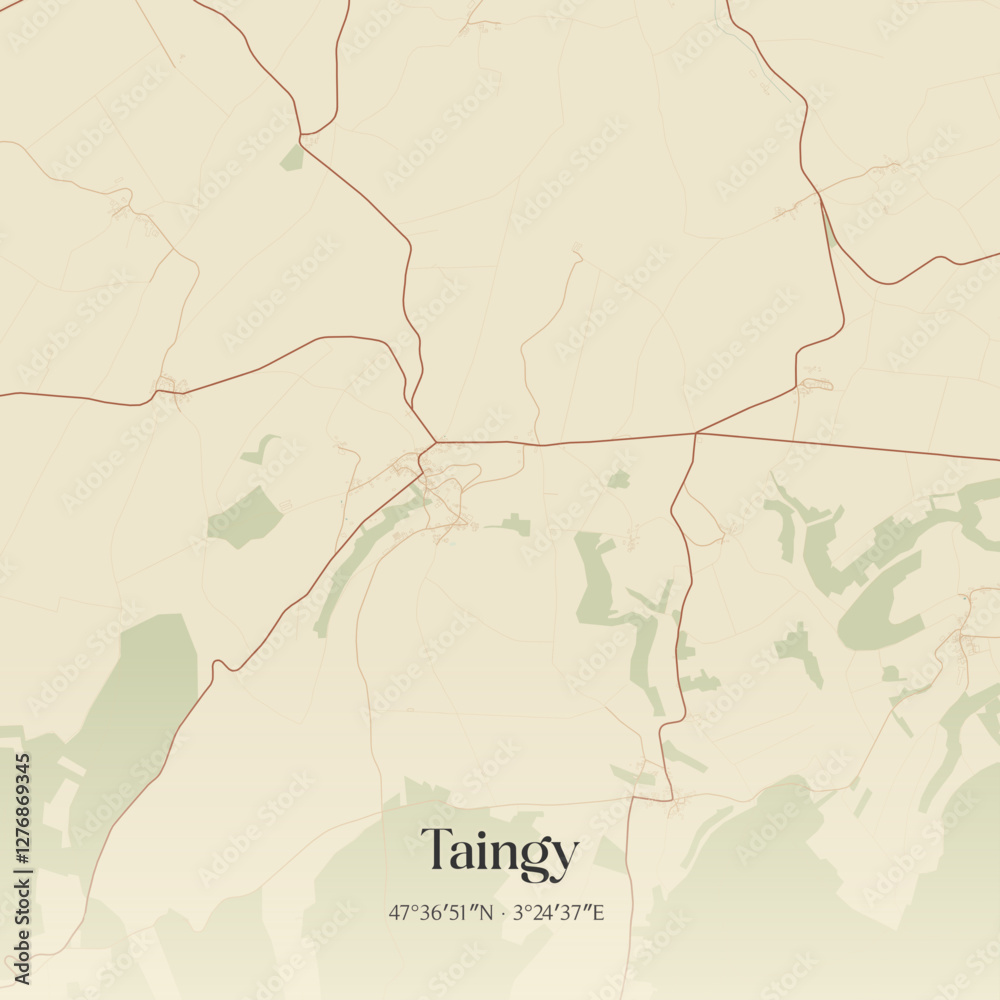 Obraz premium Vintage map of Taingy, France.