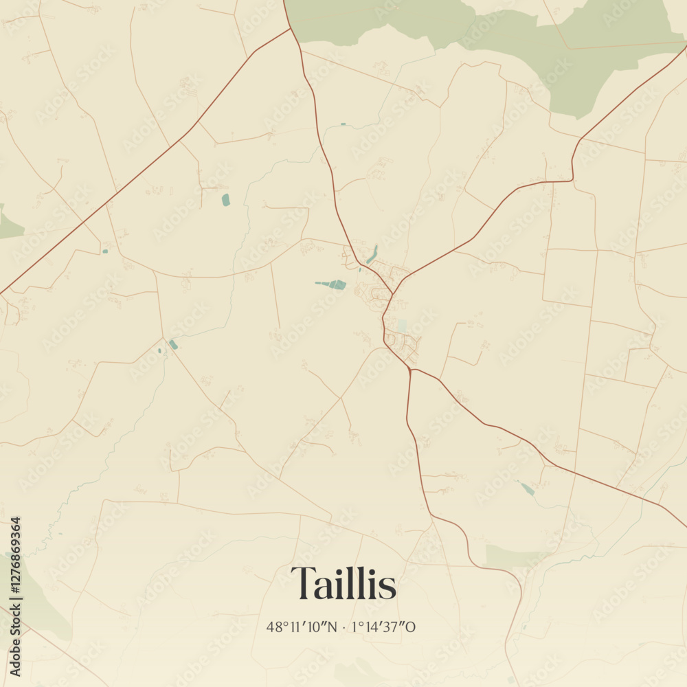 Fototapeta premium Vintage map of Taillis, France.