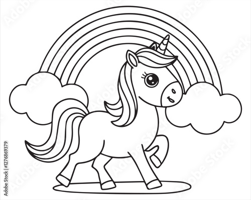 Simple Unicorn Outline Drawing  Fun Coloring Activity for Kids