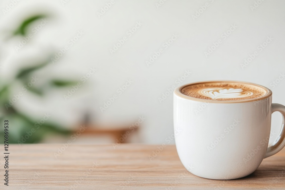 creative close-up of reusable coffee cup placed on wooden table with blurred café setting in background highlighting creative close-up of reusable coffee cup placed on wooden table with blurred café setting in background highlighting