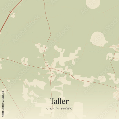 Vintage map of Taller, France.
